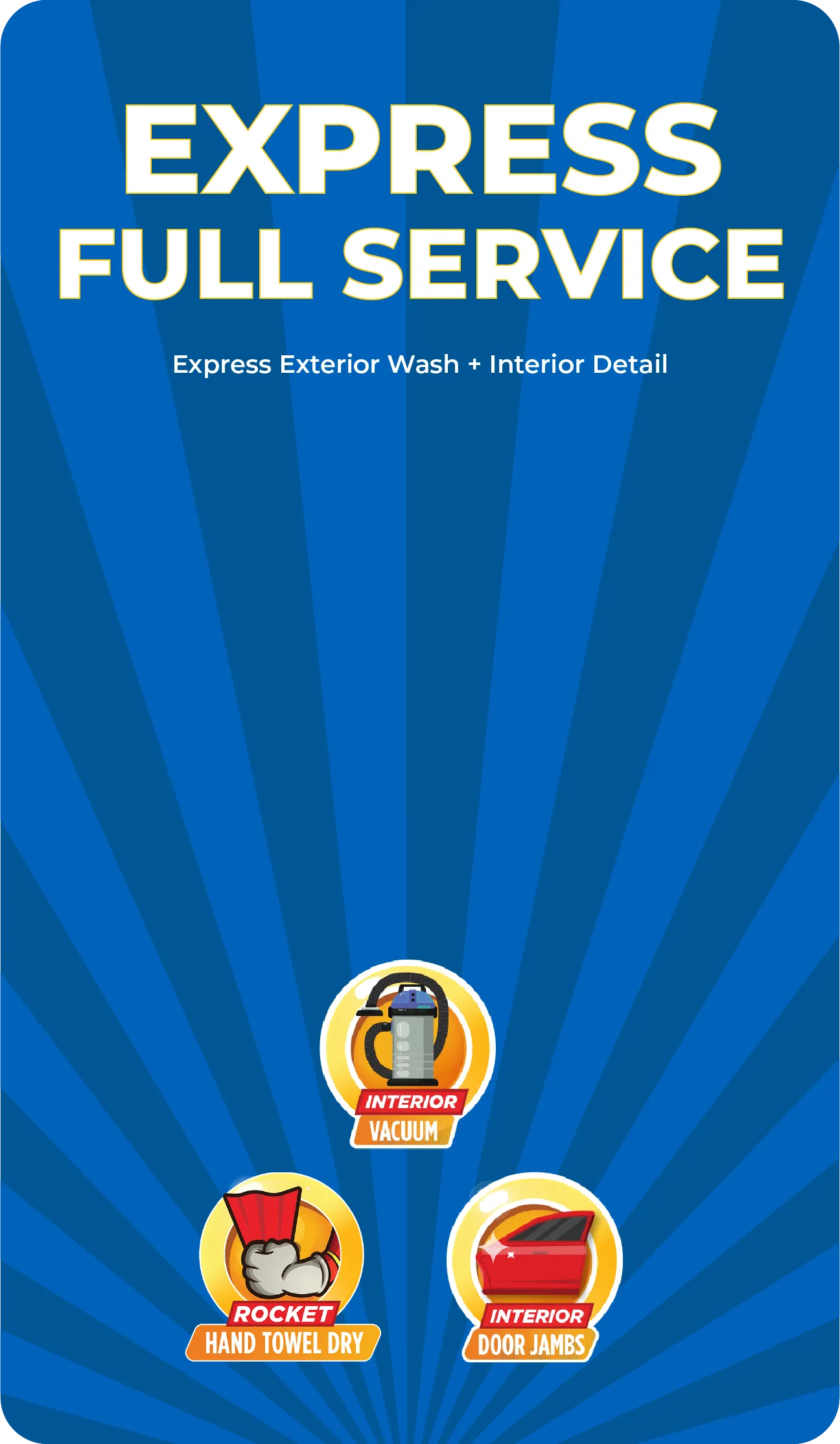 Rocket Wash Pricing Plan Graphic with feature icons at Andermatt