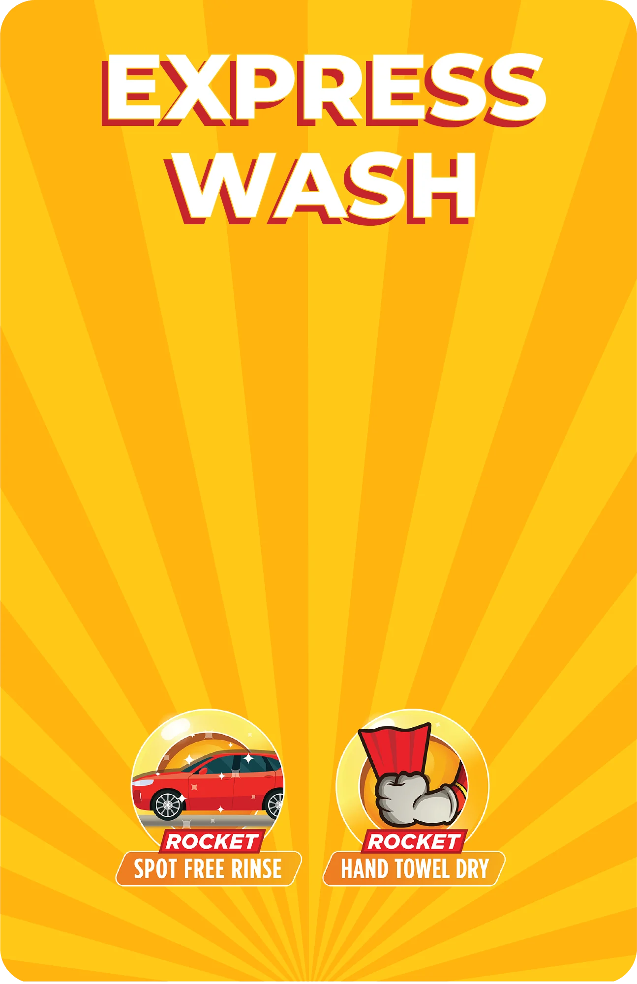 Rocket Wash Pricing Plan Graphic with feature icons at Andermatt